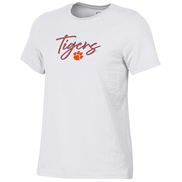 Clemson Big Cotton Women’s Ayla Crew Tee - WHITE