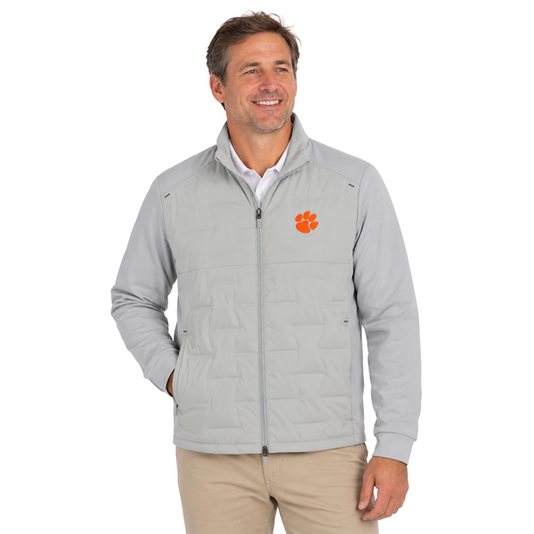 Clemson Block Puffer Jacket - LT GREY