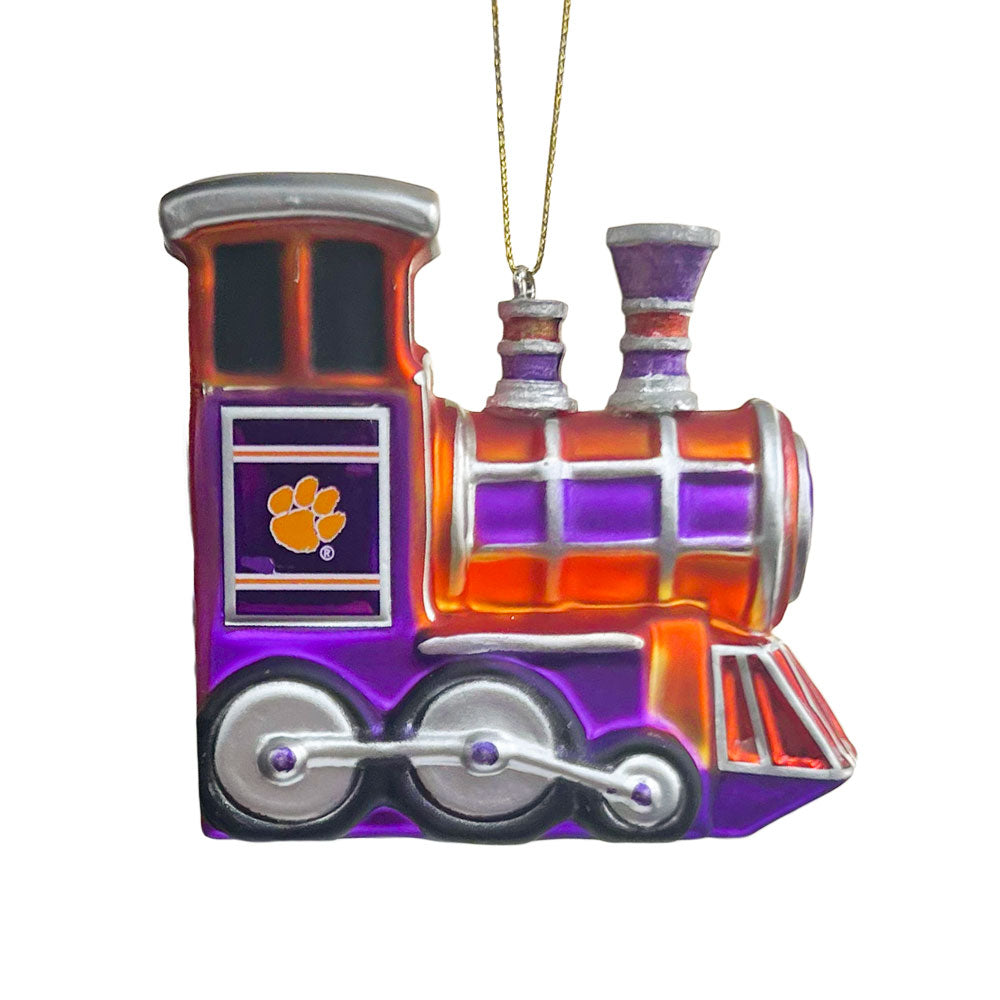 Clemson Blown Glass Train Ornament