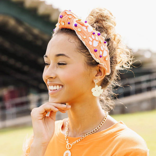 Clemson Brianna Cannon Gold Paw and BC Logo Earrings