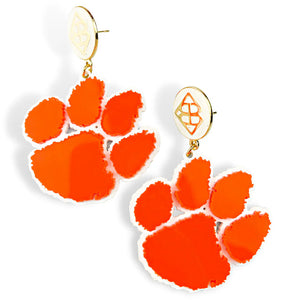 Clemson Brianna Cannon Orange Paw BC Logo Earrings