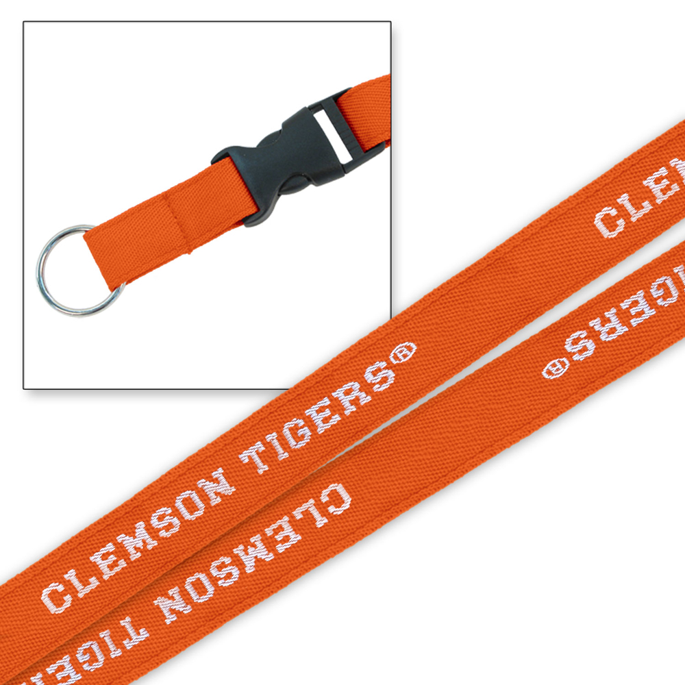 Clemson Buckle & Ring Woven Lanyard - ORANGE