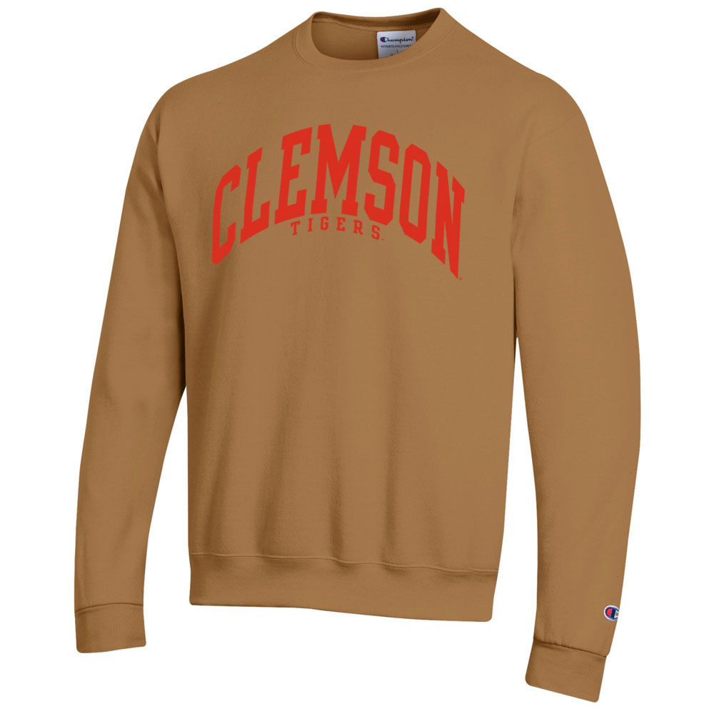 Clemson Champion Brown Arch Powerblend Crew - BROWN
