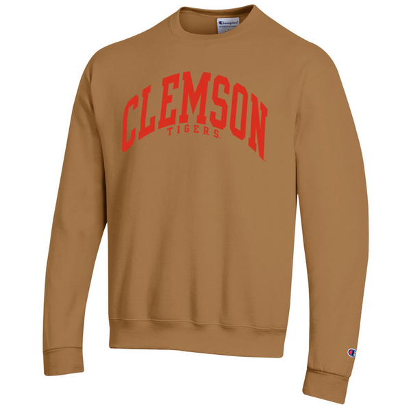 Clemson Champion Brown Arch Powerblend Crew - BROWN