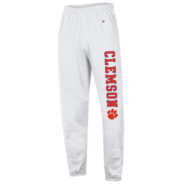 Clemson Champion Powerblend Sweatpants - WHITE