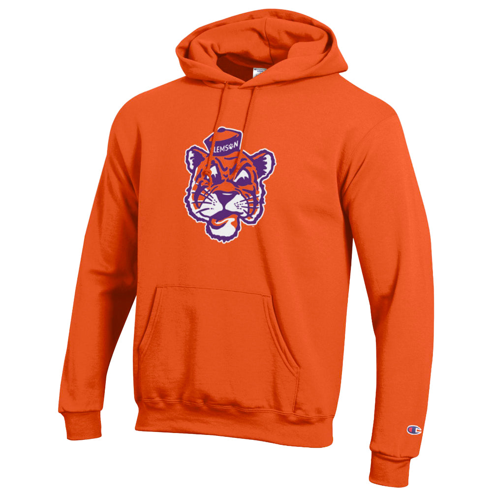 Clemson Champion Powerblend Vault Tiger Face Hoodie - ORANGE