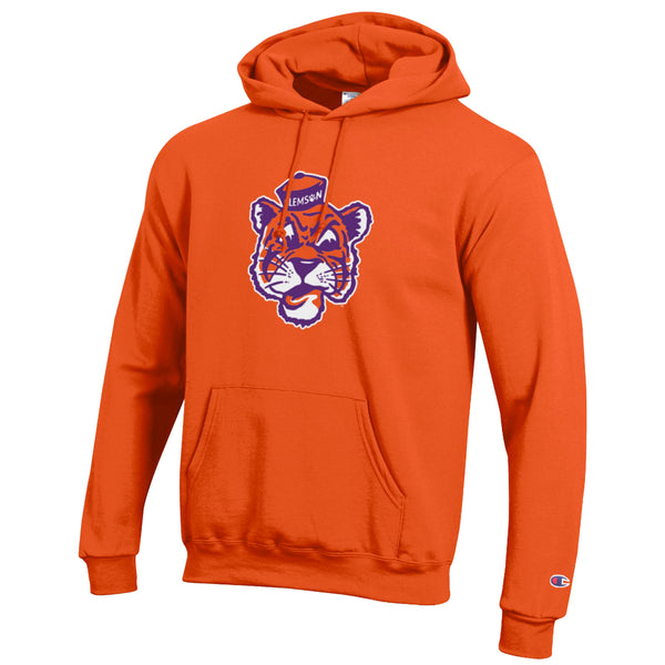Clemson Champion Powerblend Vault Tiger Face Hoodie - ORANGE
