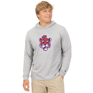 Clemson Champion Vault Tiger Face Hooded Tee - LT GREY