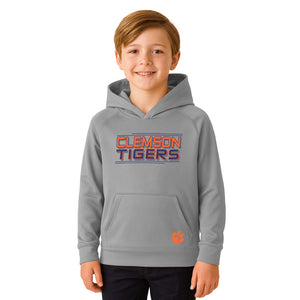 Clemson Champion Youth Polyester Raglan Hoodie - LT GREY