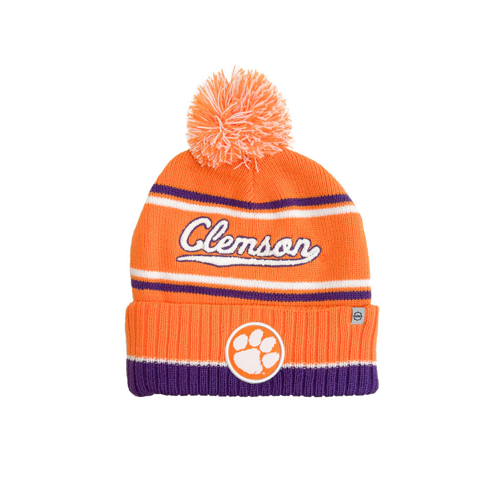 Clemson Chenille Script Beanie - ORANGE