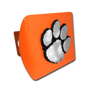 Clemson Orange Chrome Paw Hitch Cover