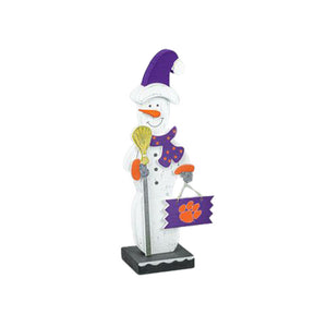 Clemson Chunky Snowman with Purple Hat