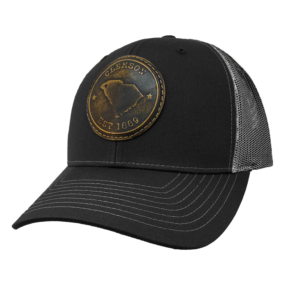 Clemson Circle Leather Patch Cap - BLK/CHR