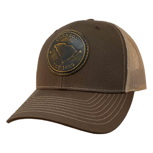 Clemson Circle Leather Patch Cap - BROWN