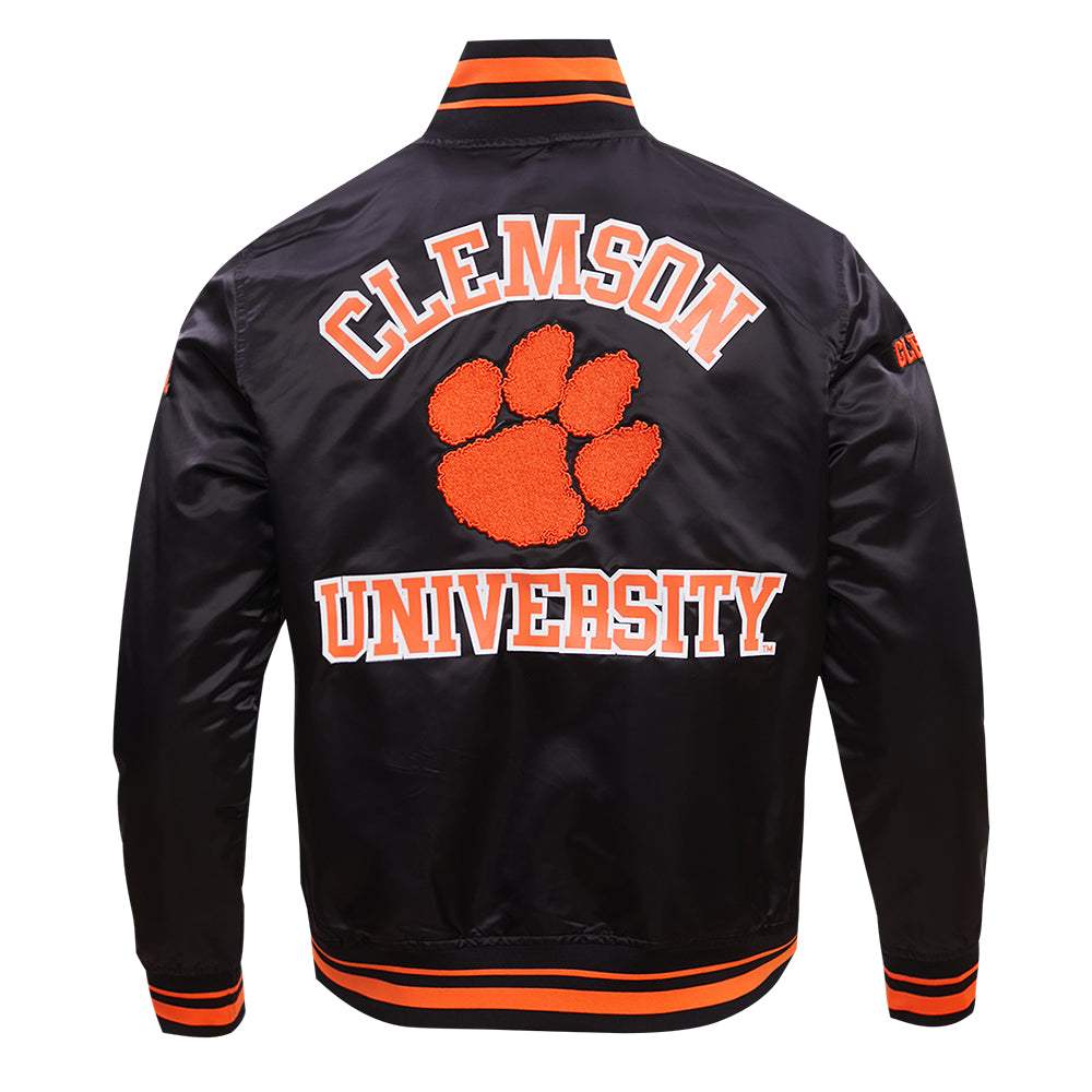 Clemson Classic Ribbed Satin Jacket - BLACK