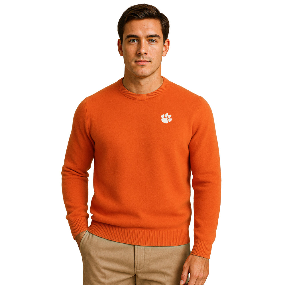 Clemson College Cashmere Crewneck Sweater - ORANGE