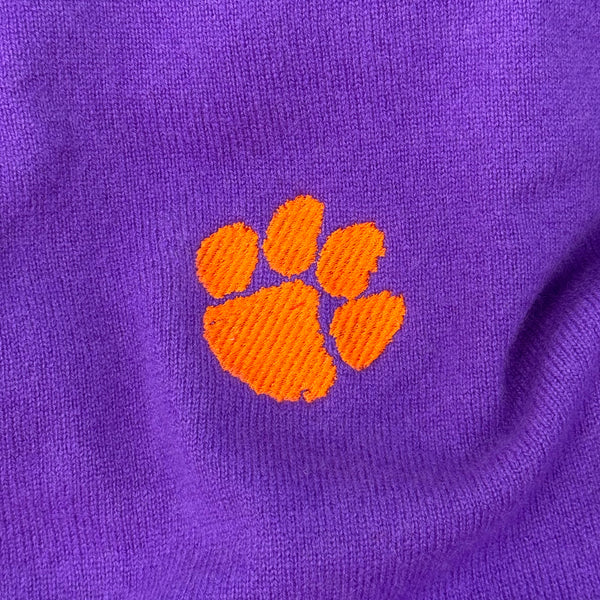 Clemson College Cashmere Crewneck Sweater - PURPLE