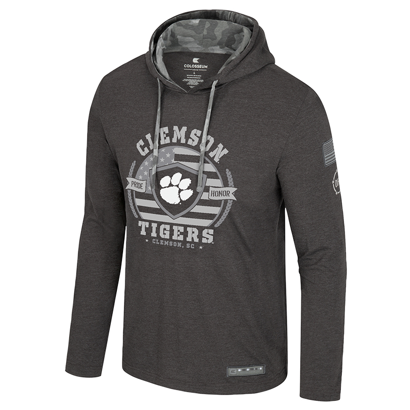 Clemson Colosseum OHT Squad Long Sleeve Hooded Tee - DK GREY
