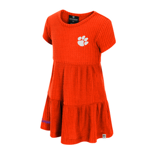 Clemson Colosseum Toddler Waffle Dress - ORANGE