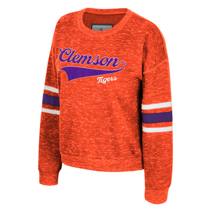 Clemson Colosseum Women's Speckle Fleece Crewneck - ORANGE