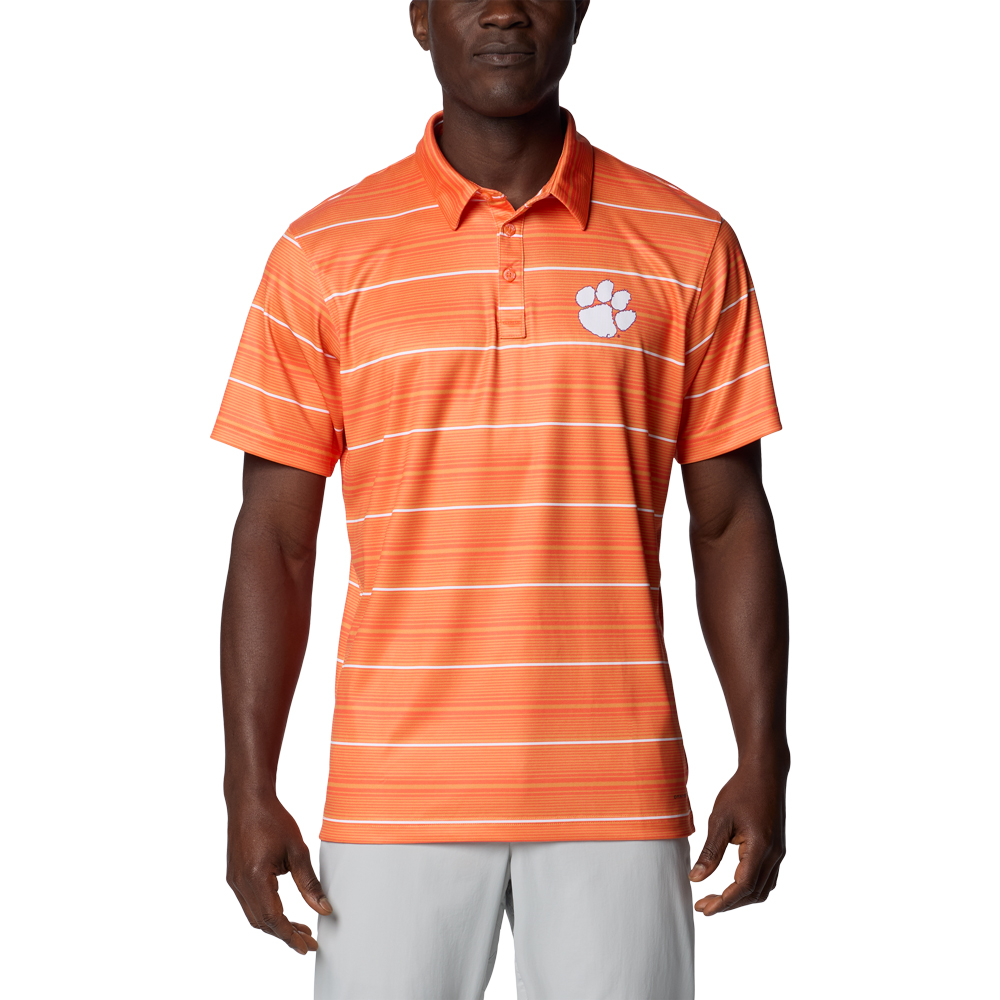 Clemson Columbia Super Terminal Stripe Polo - ORANGE