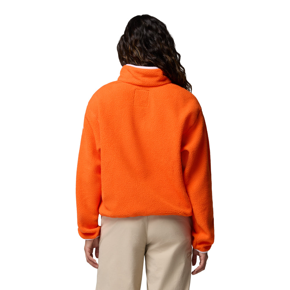 Clemson Columbia Women's Helvetia Cropped Half-Snap Fleece Pullover - ORANGE