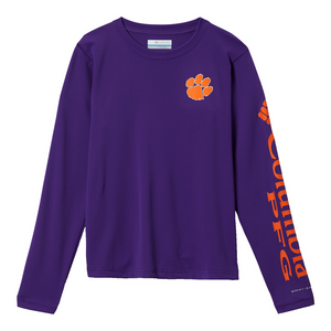 Clemson Columbia Youth Terminal Tackle Long Sleeve Tee - PURPLE