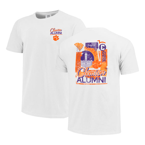 Clemson Comfort Colors Alumni Poster Tee - WHITE