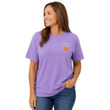 Clemson Comfort Colors Bow Pattern Mom Tee - LT PURPLE