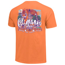 Clemson Comfort Colors Campus Drawing Script Tee - ORANGE