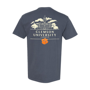 Clemson Comfort Colors Campus Drawing Tee - DENIM