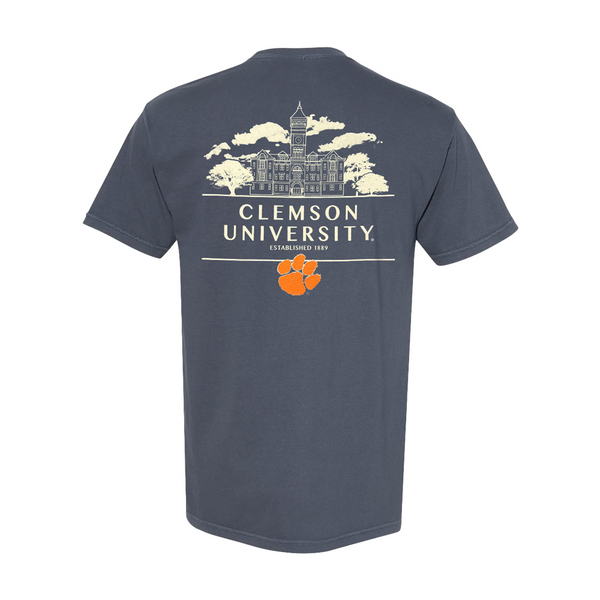 Clemson Comfort Colors Campus Drawing Tee - DENIM