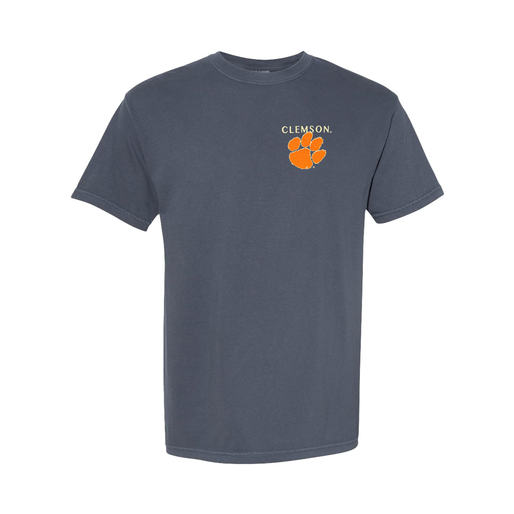 Clemson Comfort Colors Campus Drawing Tee - DENIM