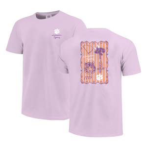 Clemson Comfort Colors Campus Sketch Frame Tee - LT PURPLE