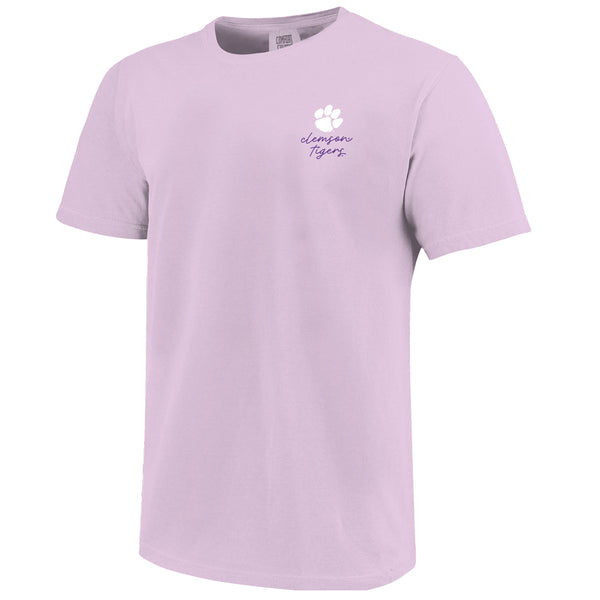 Clemson Comfort Colors Campus Sketch Frame Tee - LT PURPLE