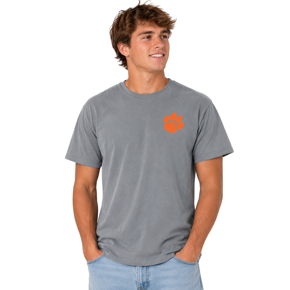 Clemson Comfort Colors Campus Two-Tone Badge Tee - DK GREY