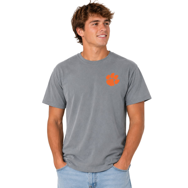 Clemson Comfort Colors Campus Two-Tone Badge Tee - DK GREY