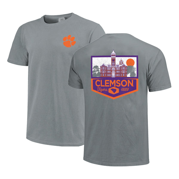 Clemson Comfort Colors Campus Two-Tone Badge Tee - DK GREY