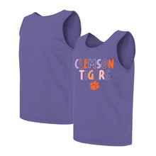 Clemson Comfort Colors Colorful Letters Tank - LT PURPLE
