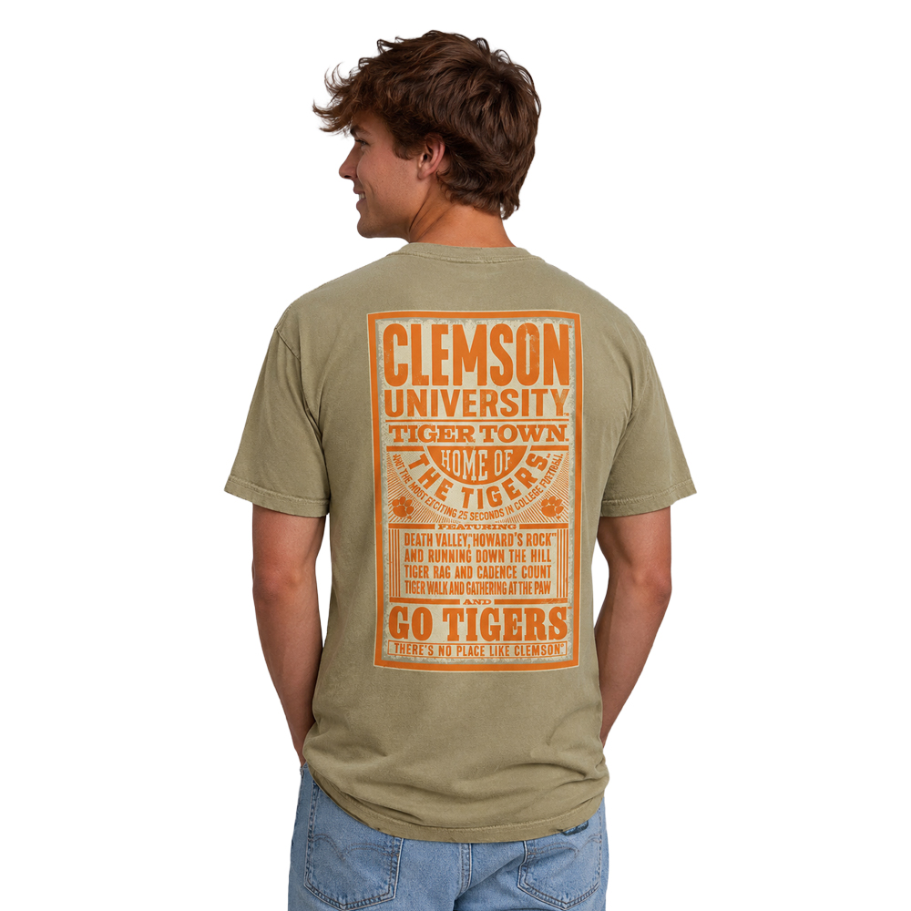 Clemson Comfort Colors Concert Poster Tee - KHAKI