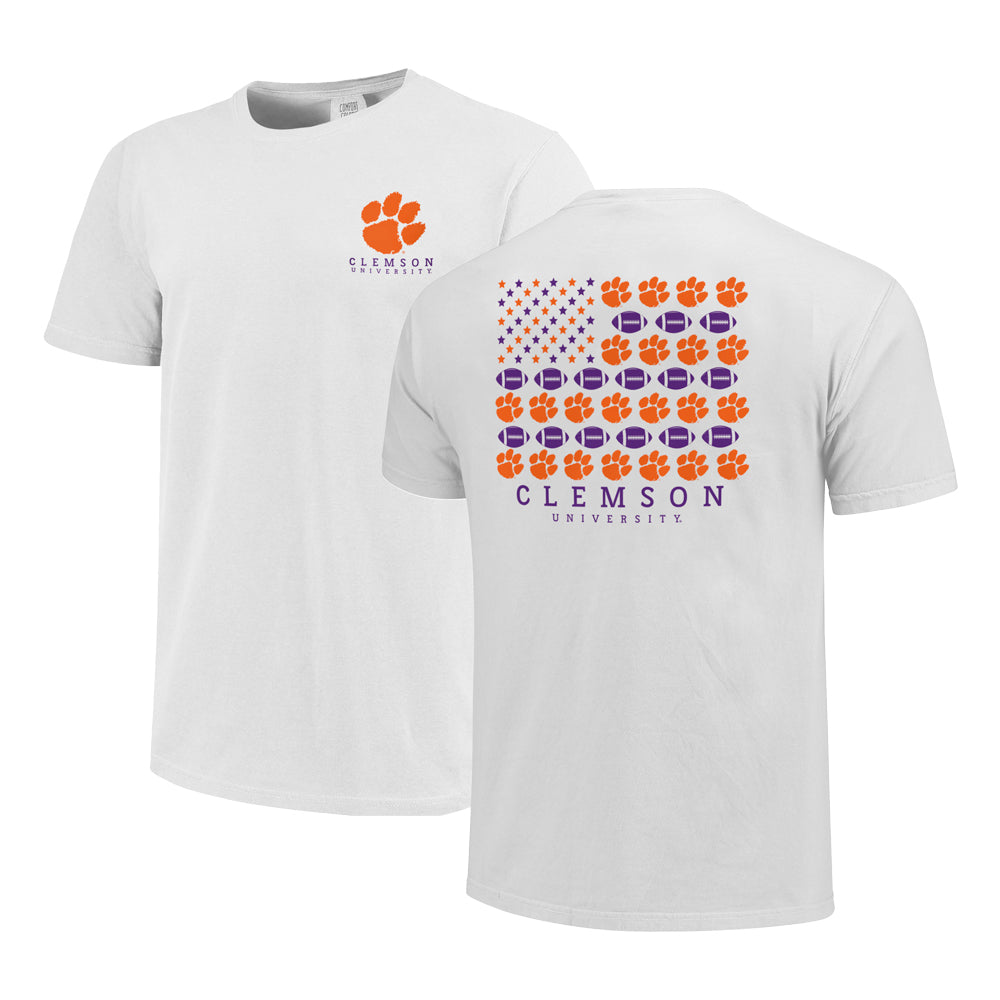 Clemson Comfort Colors Football Flag Tee