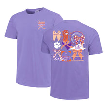 Clemson Comfort Colors Gingham Bows Tee - LT PURPLE