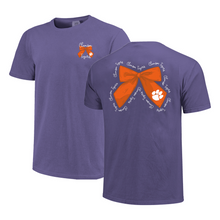 Clemson Comfort Colors Large Bow Tee - PURPLE