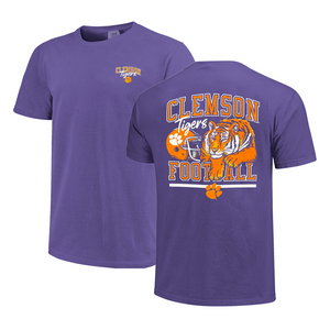 Clemson Comfort Colors Mascot Helmet Tee - PURPLE