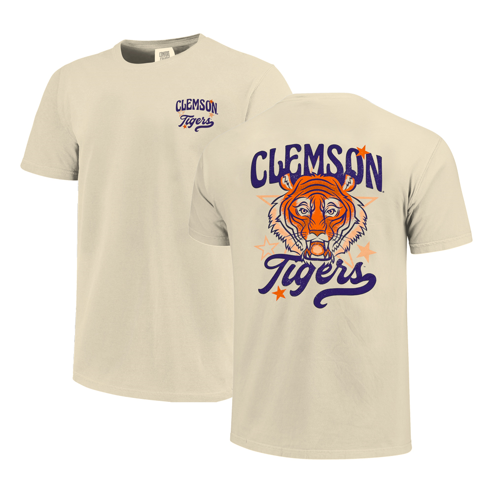 Clemson Comfort Colors Mascot Stars Tee - IVORY