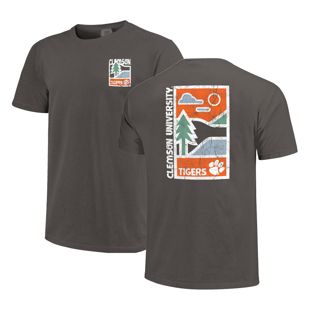 Clemson Comfort Colors Minimal Mountain Tee - DK GREY