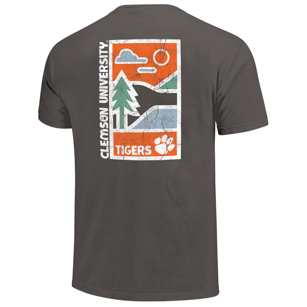 Clemson Comfort Colors Minimal Mountain Tee - DK GREY