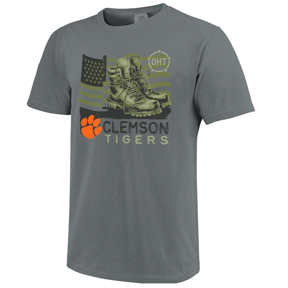 Clemson Comfort Colors OHT Boot Flag Tee - DK GREY