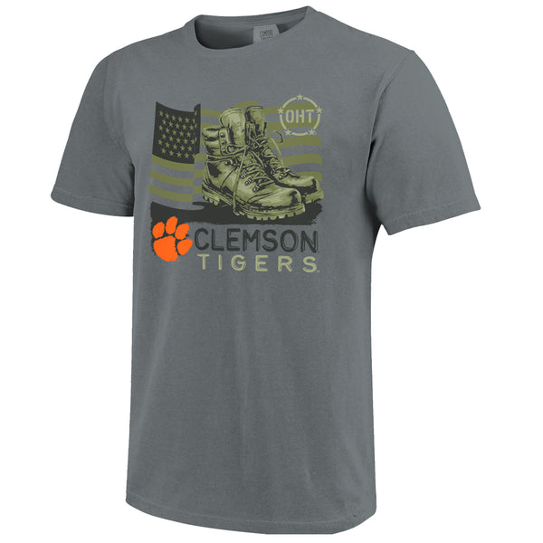 Clemson Comfort Colors OHT Boot Flag Tee - DK GREY