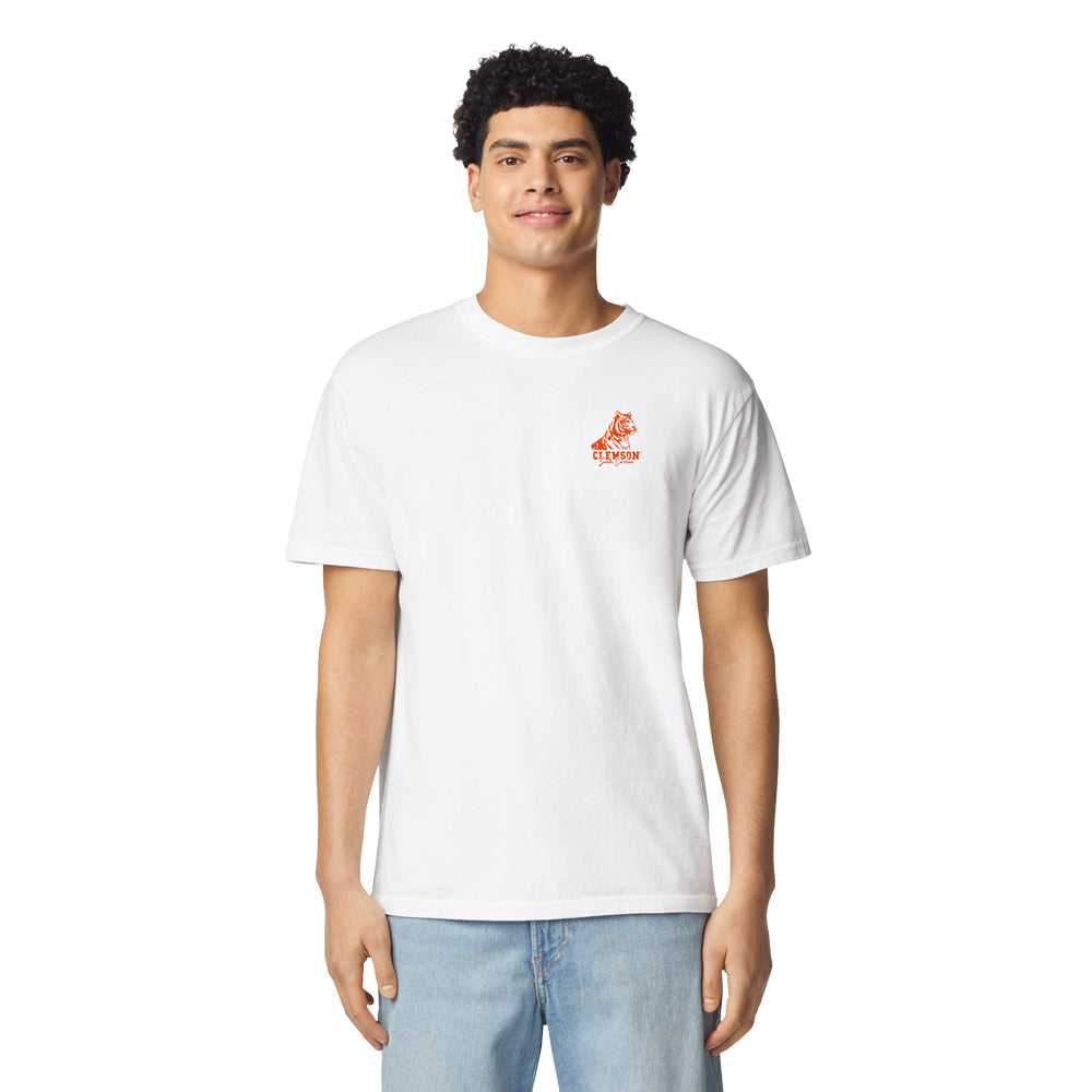 Clemson Comfort Colors Old Main Tiger Tee - WHITE